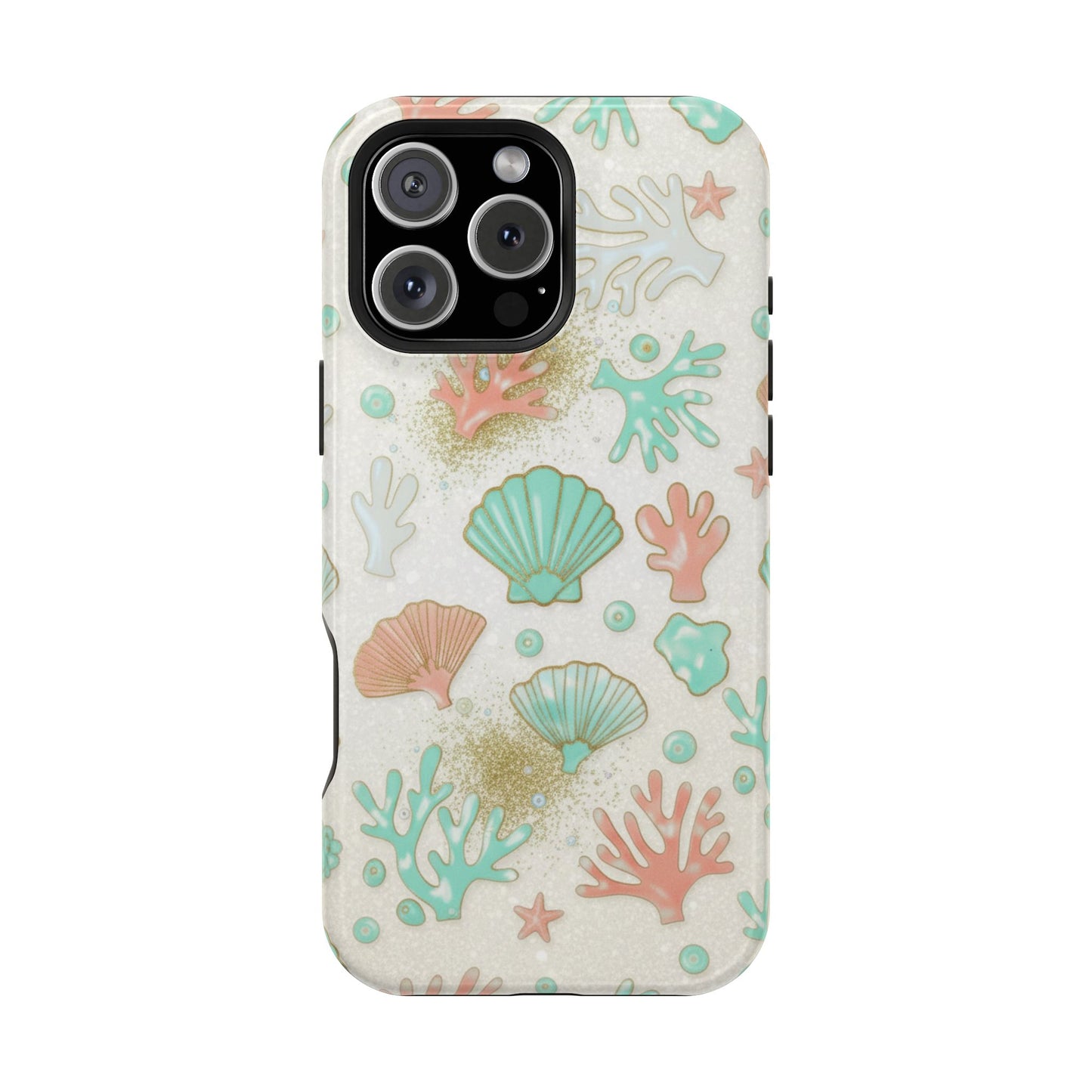 Sea Shells Magnetic Impact Phone Case — Pastel Coral & Teal Beach Design
