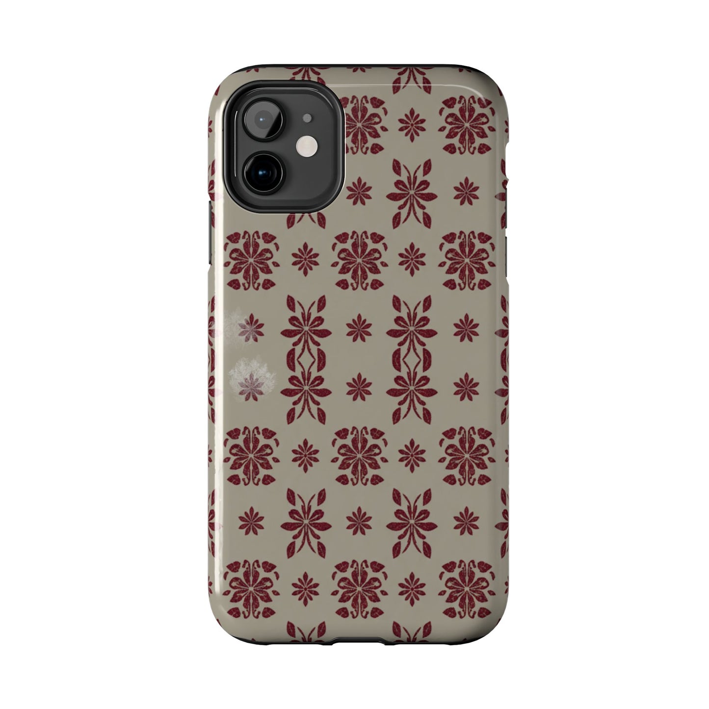 Tough Phone Case — Vintage Red Floral Pattern Protective Cover