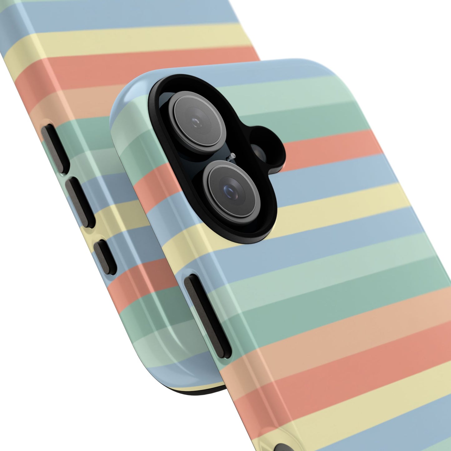 Pastel Striped Phone Case — Retro Horizontal Multi-Color Tough Case