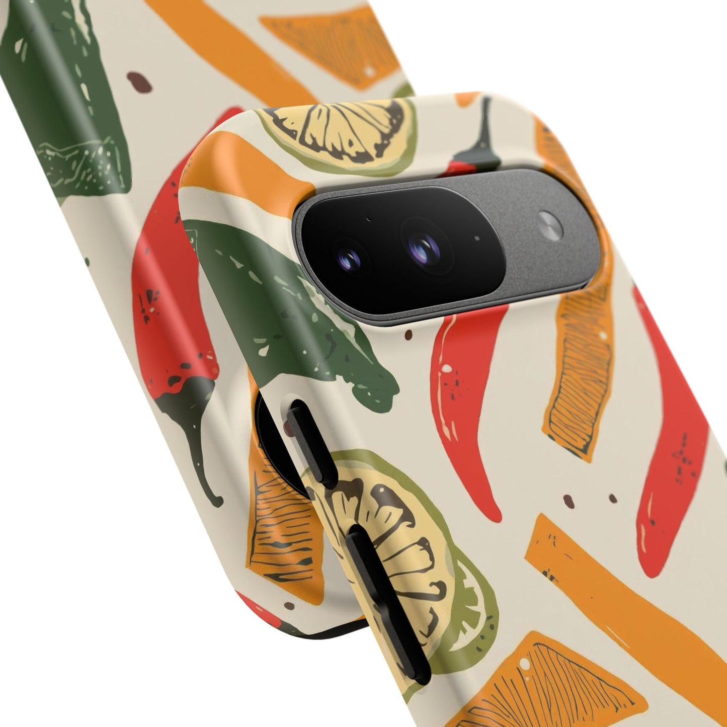 Spicy Peppers Phone Case – Colorful Chili, Lime & Citrus Pattern