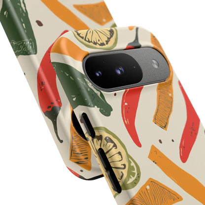 Spicy Peppers Phone Case – Colorful Chili, Lime & Citrus Pattern