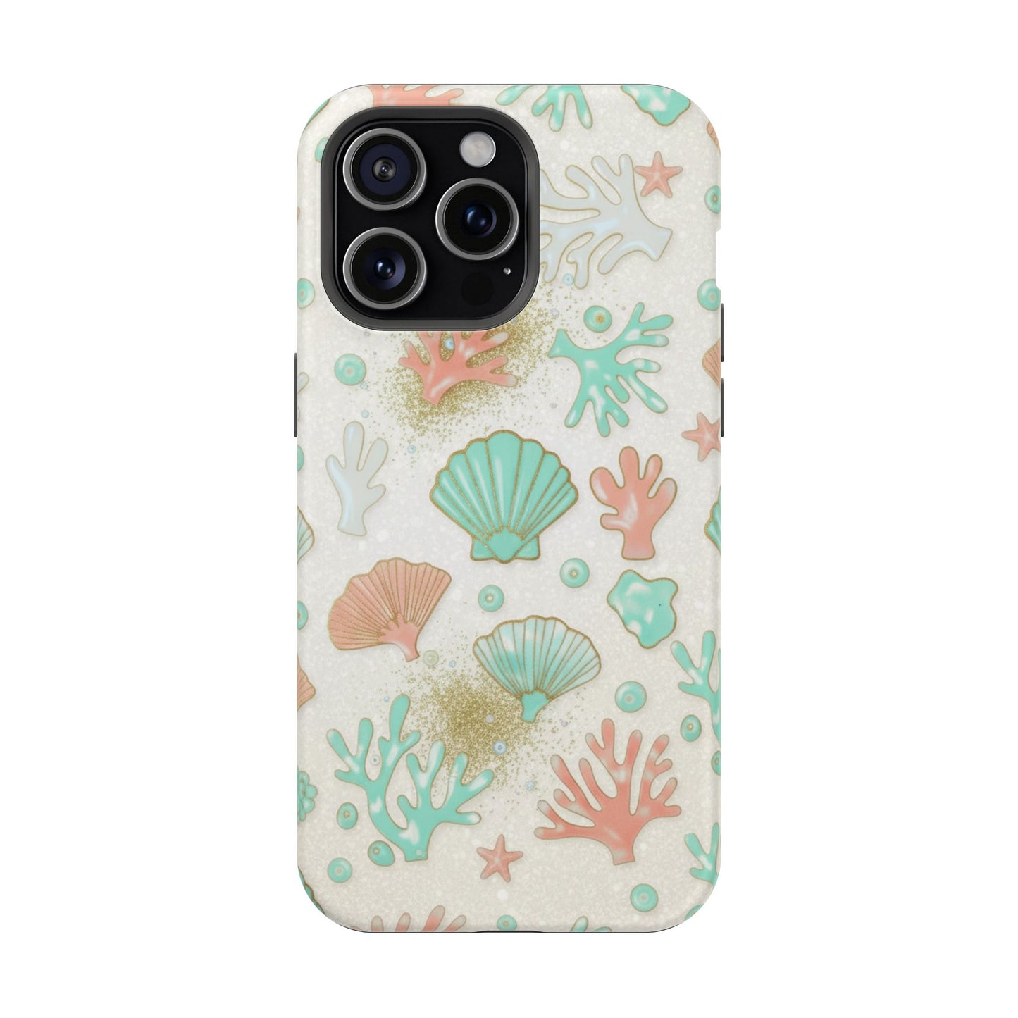 Sea Shells Magnetic Impact Phone Case — Pastel Coral & Teal Beach Design
