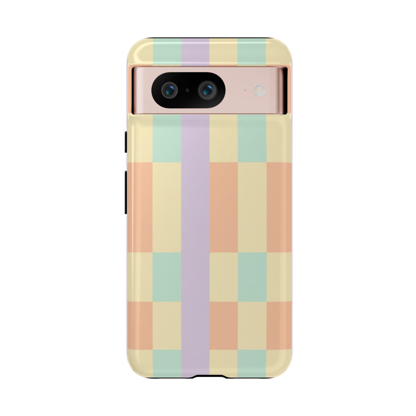 Pastel Checkered Phone Case — Retro Stripe Tough Case