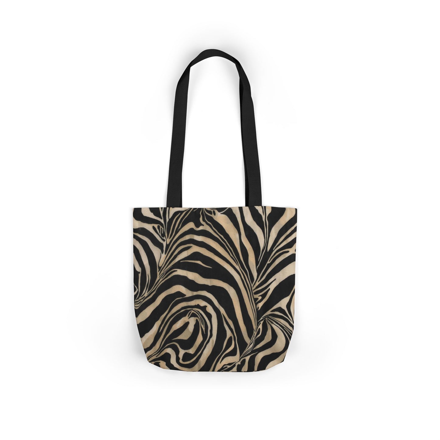 Zebra Swirl Canvas Tote Bag — Neutral Animal Print Shoulder Tote