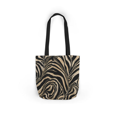 Zebra Swirl Canvas Tote Bag — Neutral Animal Print Shoulder Tote