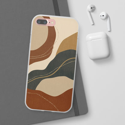 Abstract Earth Tone Phone Case — Boho Wavy Flexi Case