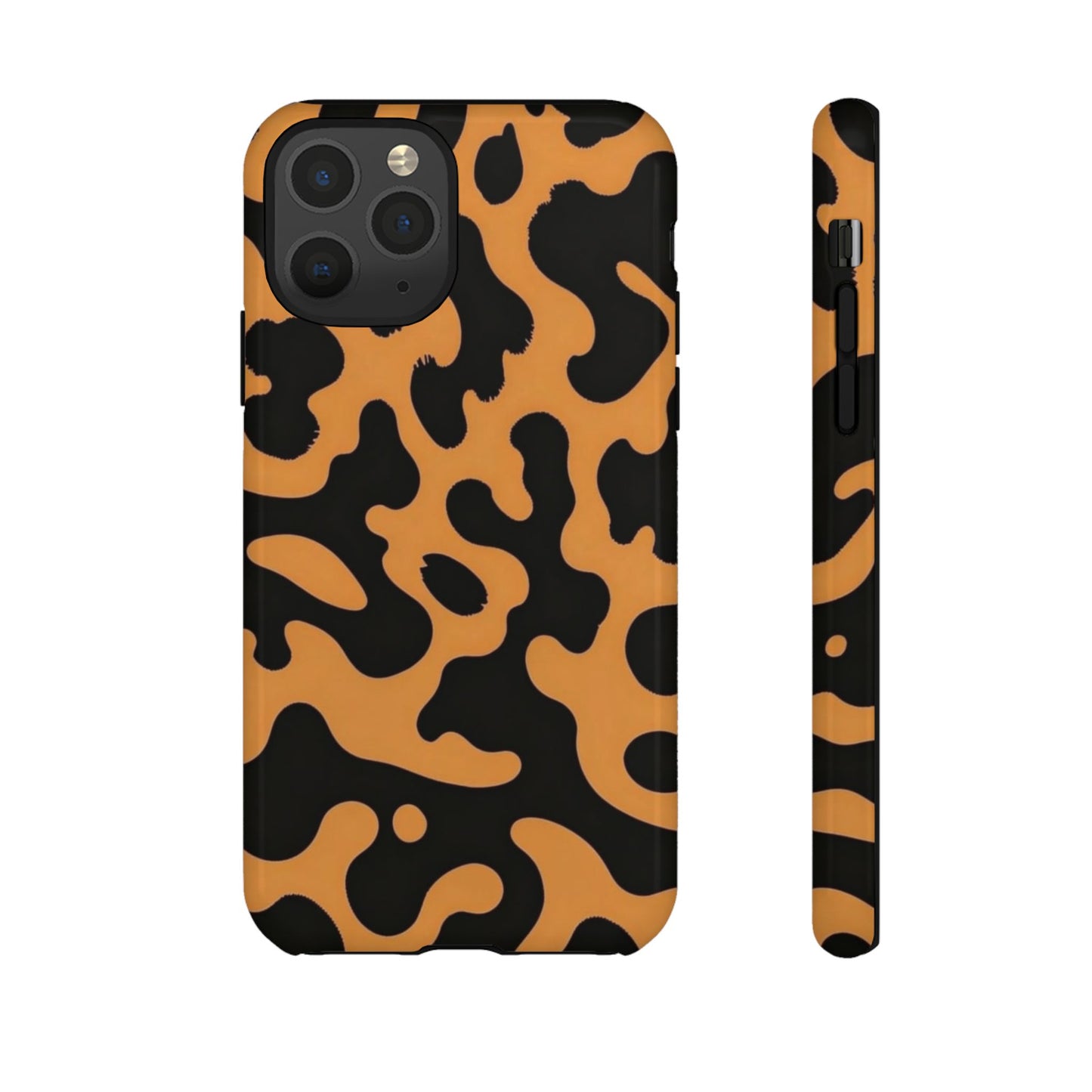 Leopard Print Phone Case — Orange & Black Tough Pattern Protective Cover