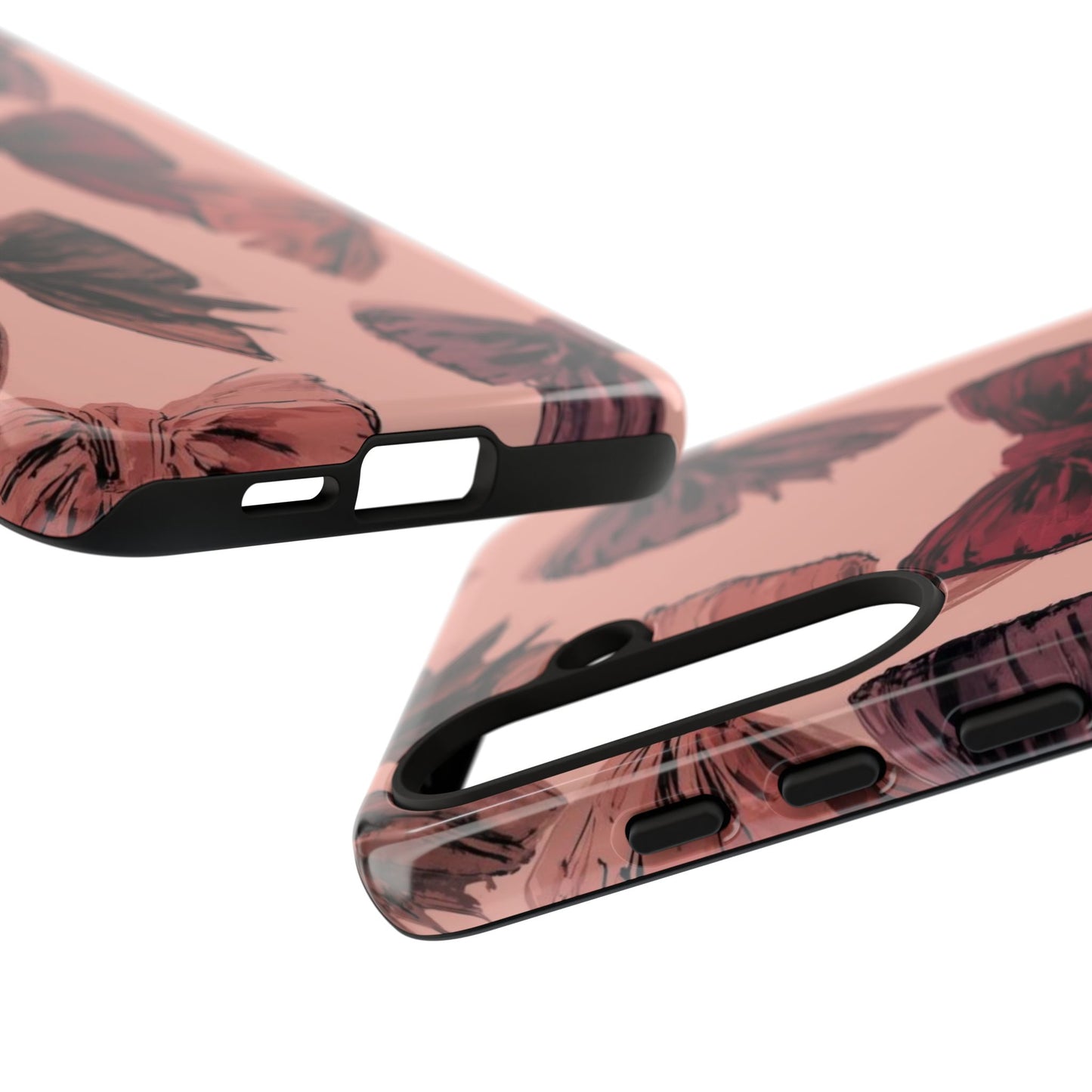 Bow Pattern Tough Phone Case — Pink Watercolor Bows Protective iPhone Cover