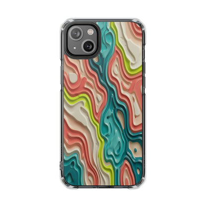 Clear Magnetic Phone Case — Colorful Abstract Layered Swirl Design