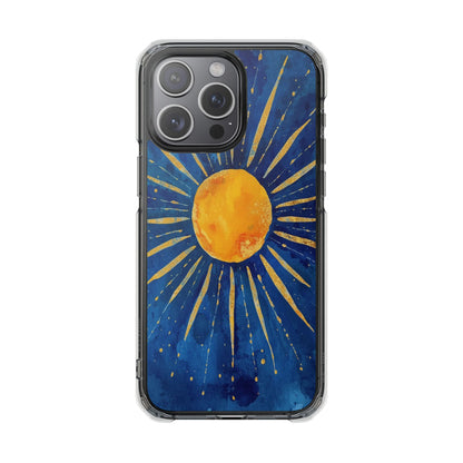 Sunburst Sky Magnetic Clear Phone Case — Protective Artistic Sun Design
