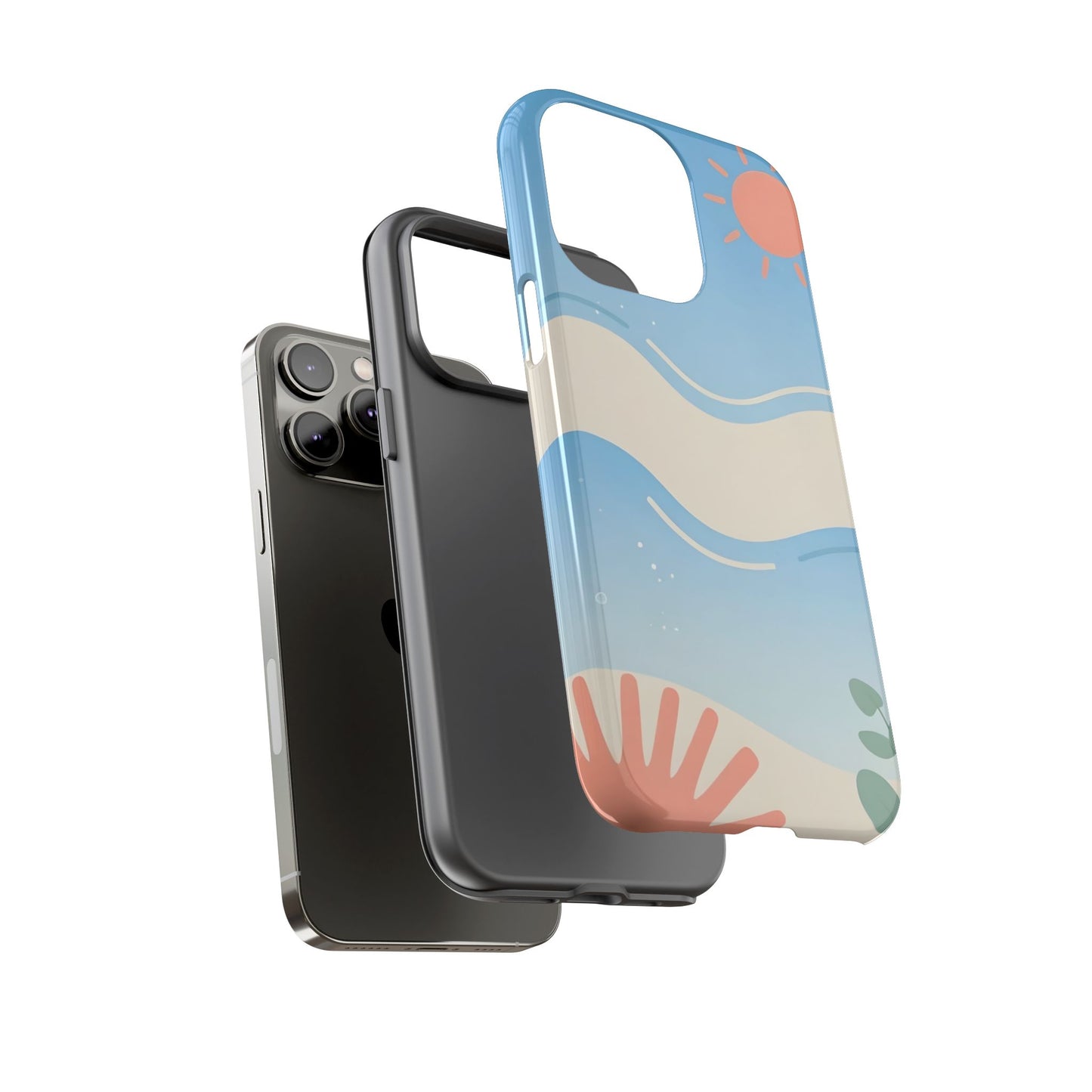 Beach Waves Tough Phone Case — Summer Sun & Seashell Protective Cover