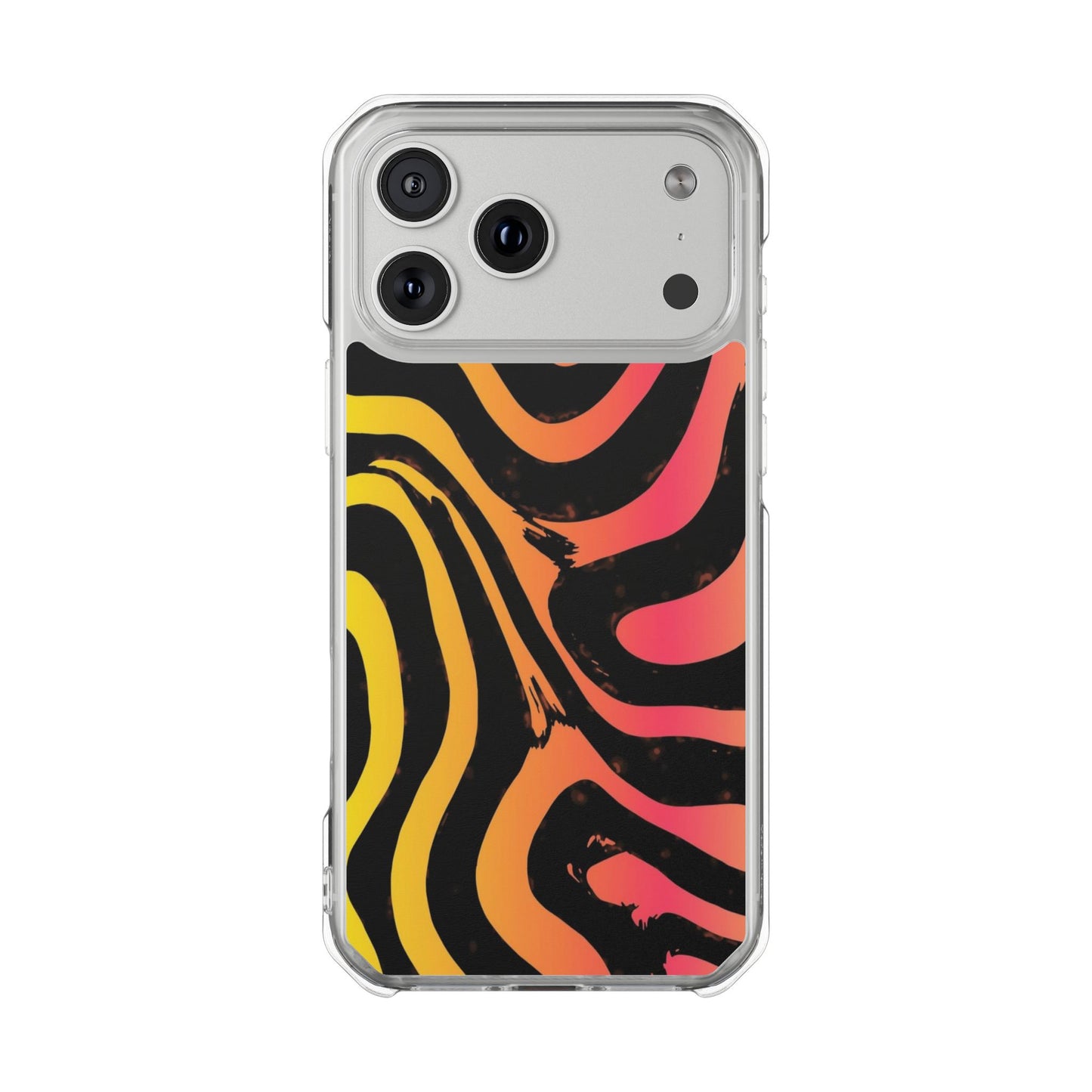 Clear Magnetic Impact Phone Case — Neon Zebra Stripe Design