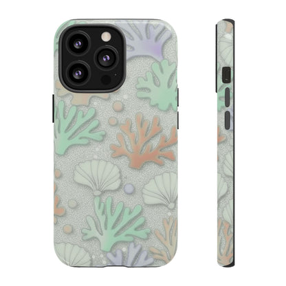 Pastel Coral Reef Tough Phone Case – Sea Shell & Coral Pattern Durable Protector