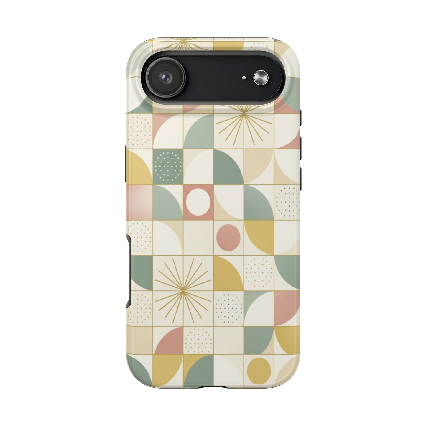 Retro Geometric Tough Phone Case — Pastel Midcentury Pattern