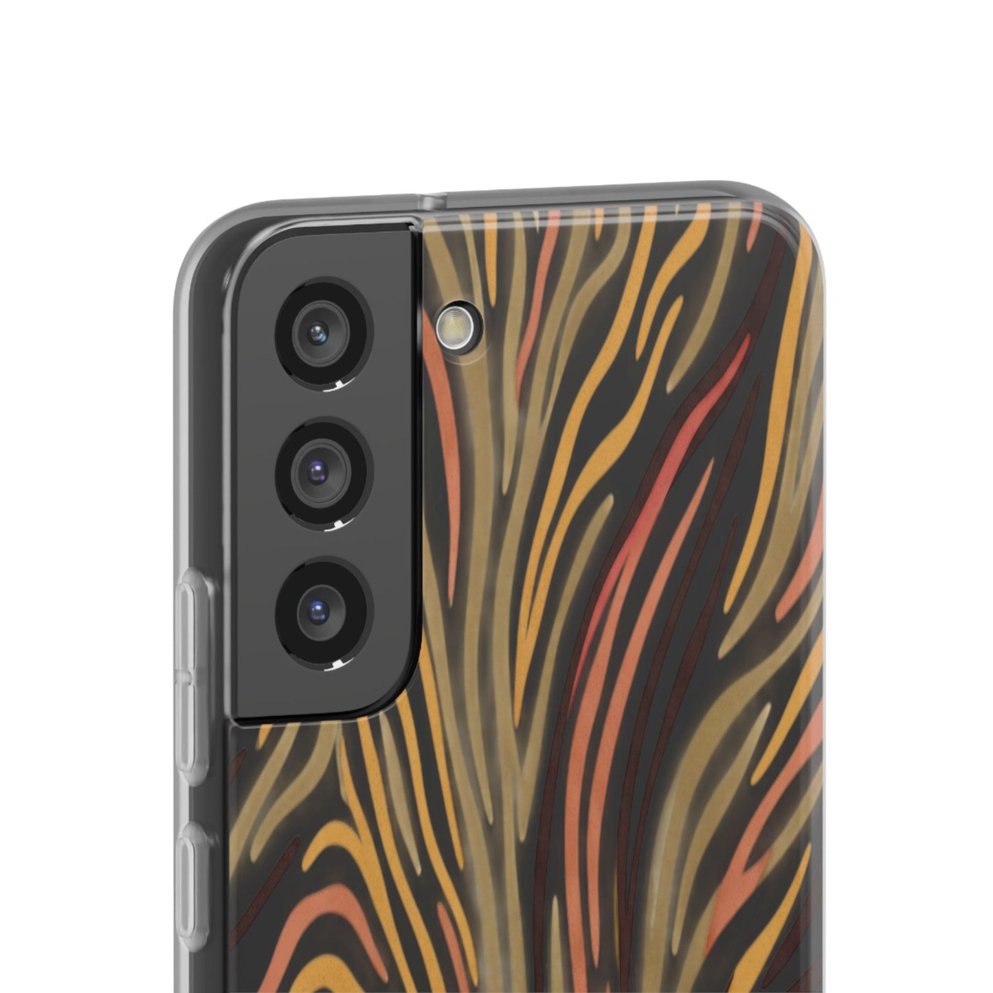 Marbled Neutral Stripe Phone Case — Abstract Beige & Terracotta Flexi Case