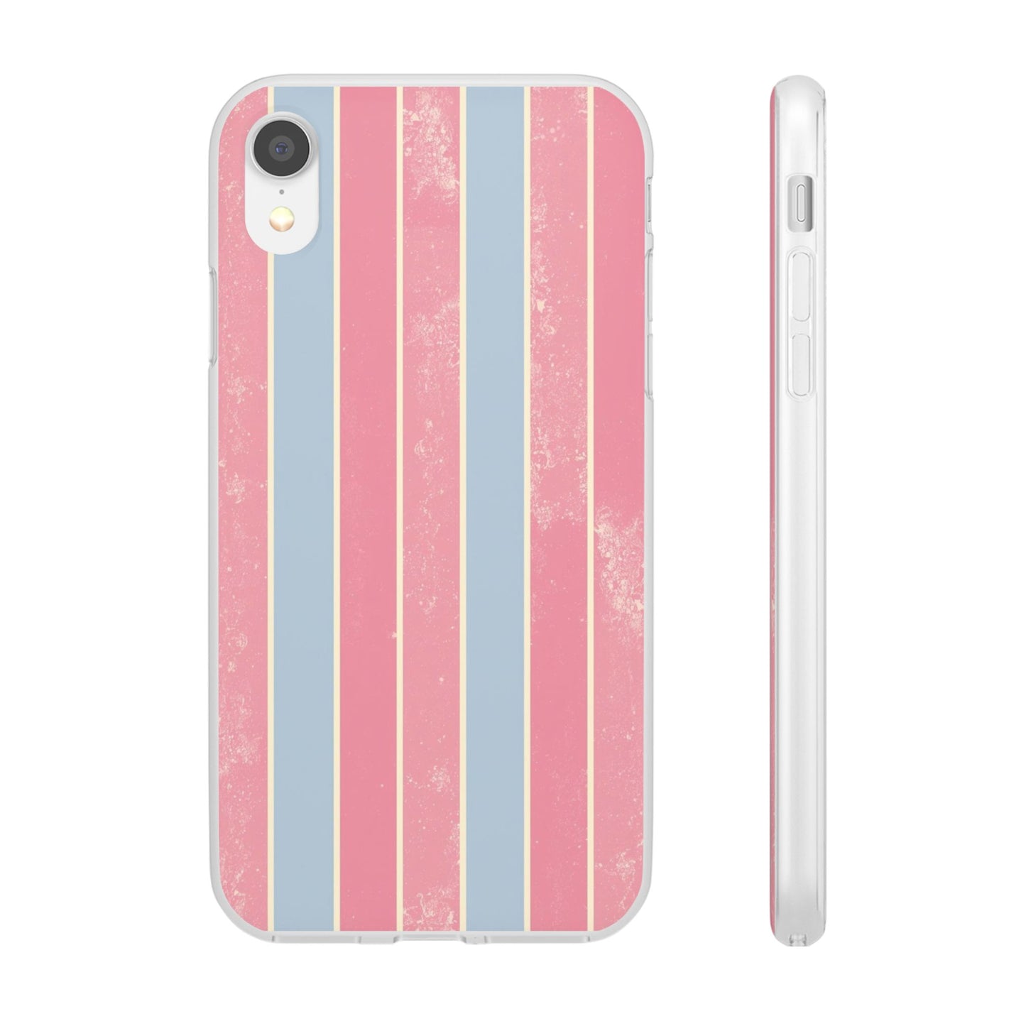 Striped Pink & Blue Phone Case — Retro Pastel Flexi Case
