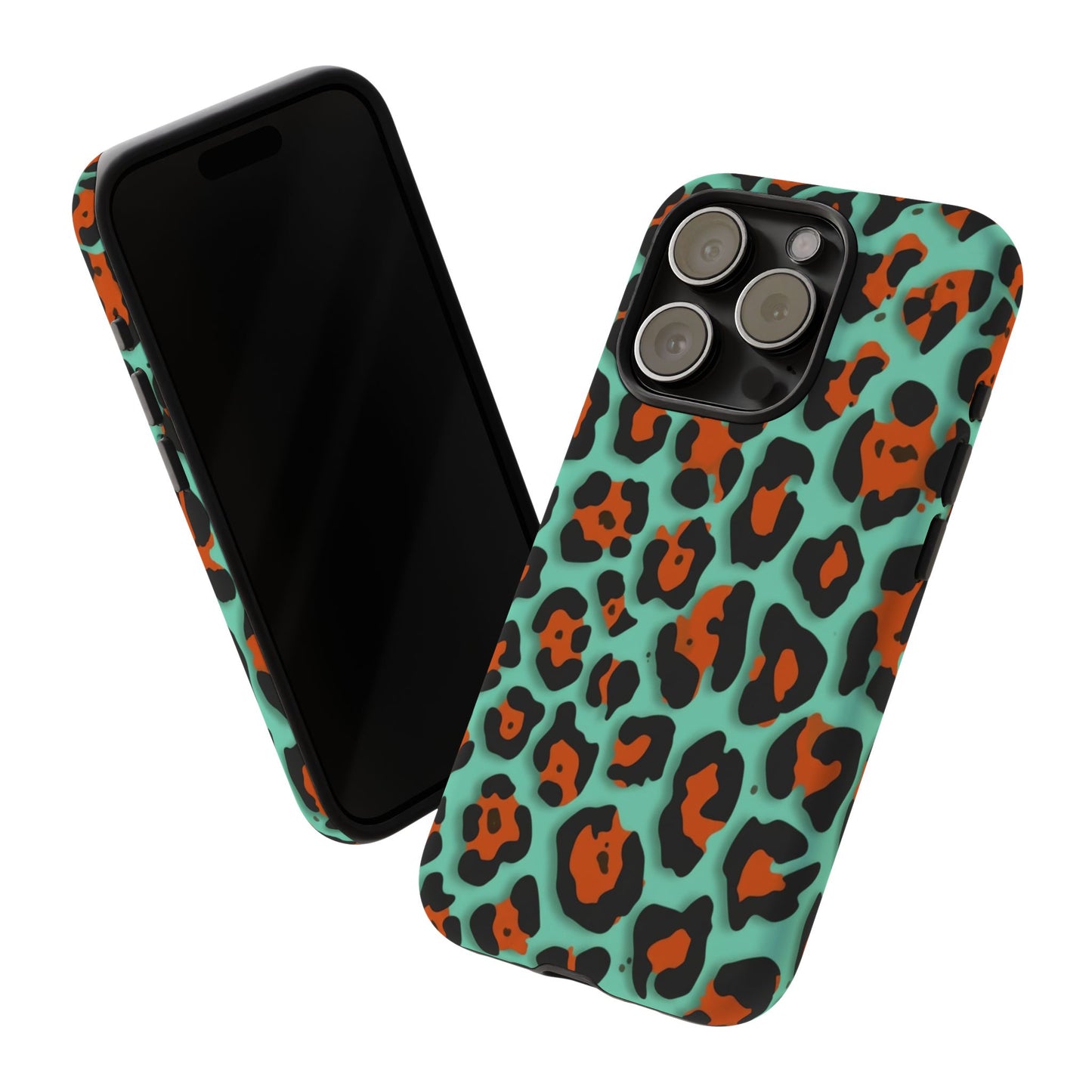 Teal & Rust Leopard Phone Case — Tough Protective Animal Print