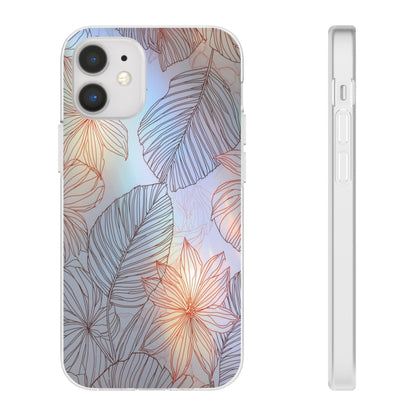 Floral Holographic Phone Case — Iridescent Leaves & Flowers Flexi Case