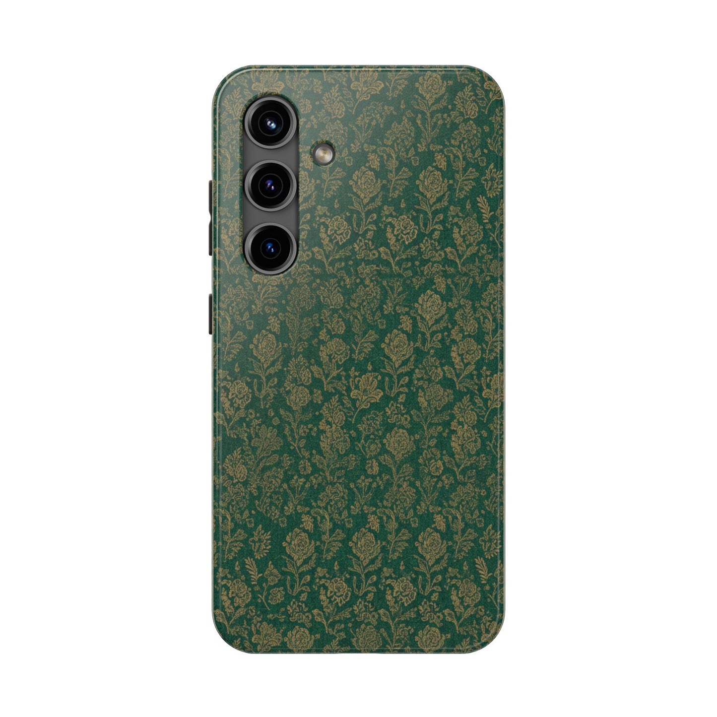 Vintage Floral Tough Phone Case — Green Damask Protective Cover