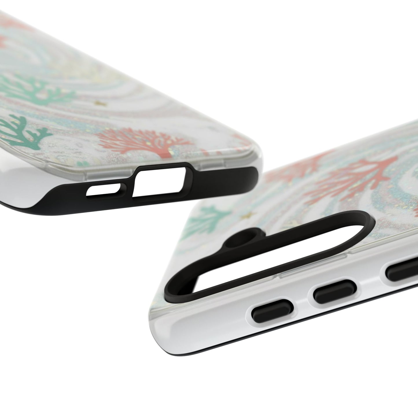 Seafoam Coral Tough Phone Case - Pastel Ocean Wave Design