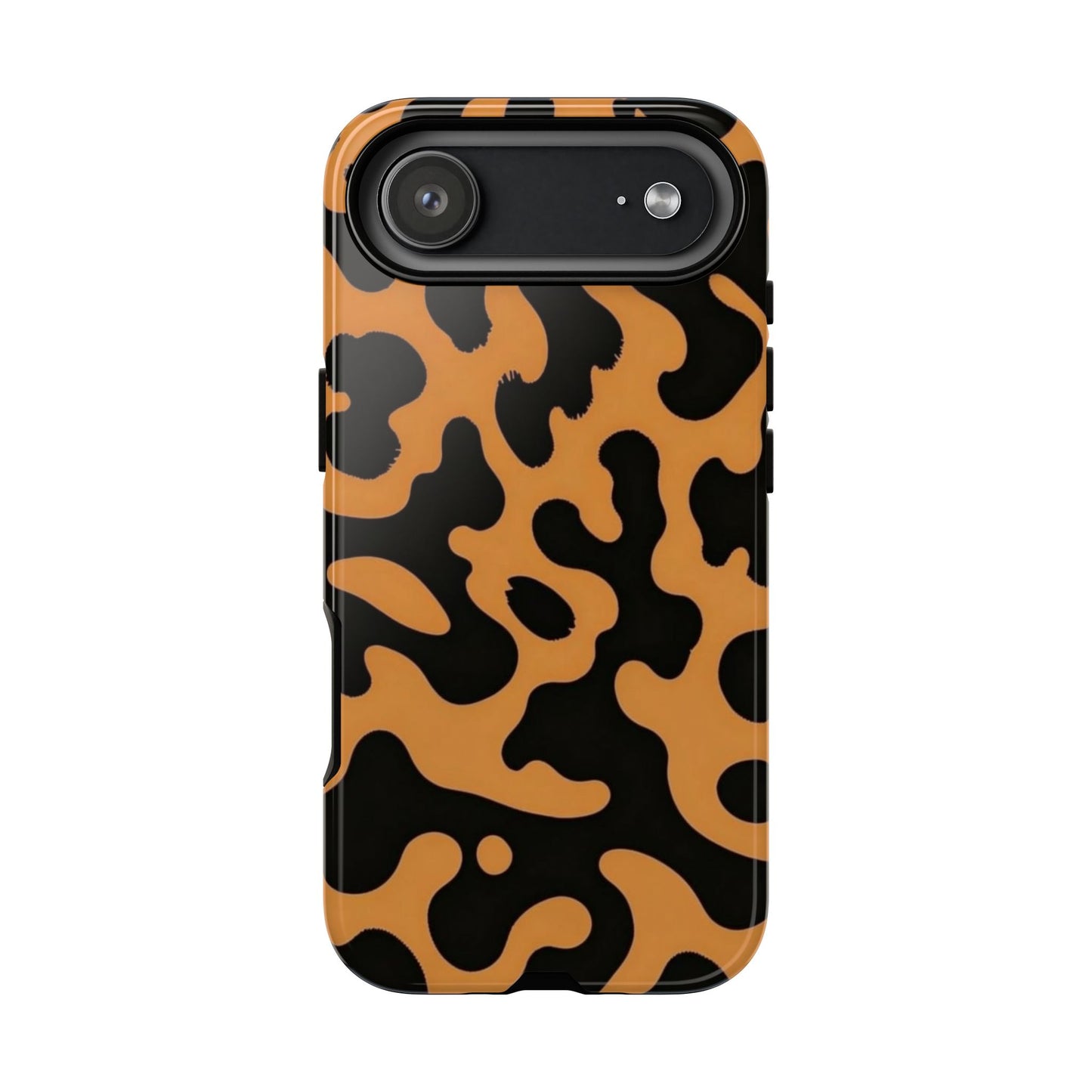 Leopard Print Phone Case — Orange & Black Tough Pattern Protective Cover