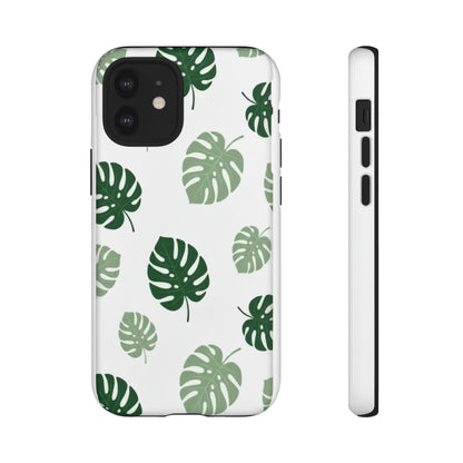 Monstera Leaf Tough Phone Case – Tropical Green Palm Pattern Protective Cover