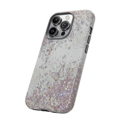 Butterfly Glitter Tough Phone Case — Floral Sparkle Protective Case
