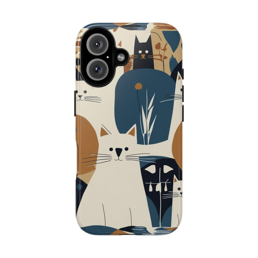Cat Pattern Phone Case – Retro Abstract Cats Protective iPhone Cover