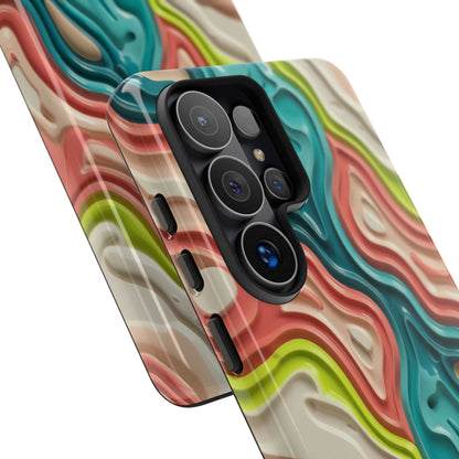 Abstract Contour Phone Case — Colorful Topographic Pattern Tough Case