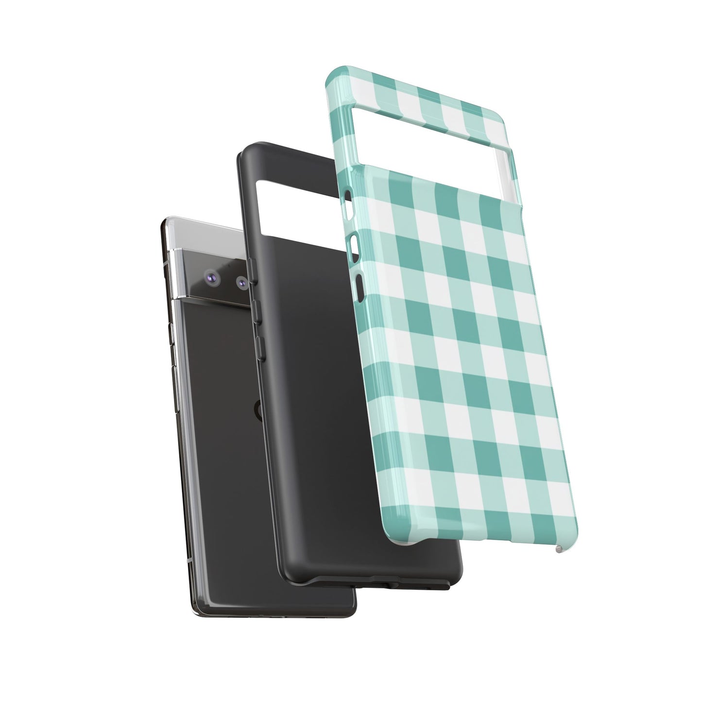 Mint Green Buffalo Check Tough Phone Case — Durable Plaid Protective Cover