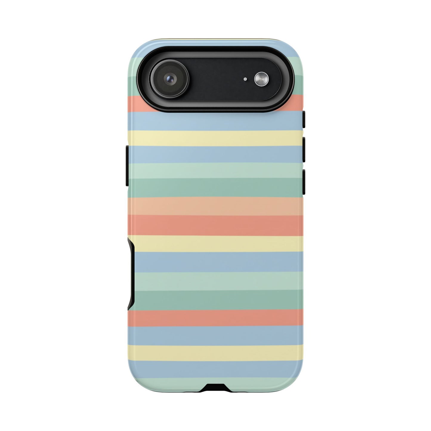 Pastel Striped Phone Case — Retro Horizontal Multi-Color Tough Case