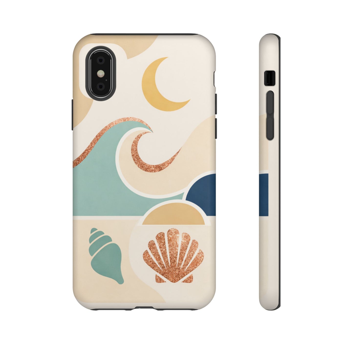 Sea Breeze Tough Phone Case — Retro Waves & Shells Design