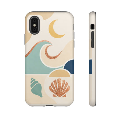 Sea Breeze Tough Phone Case — Retro Waves & Shells Design