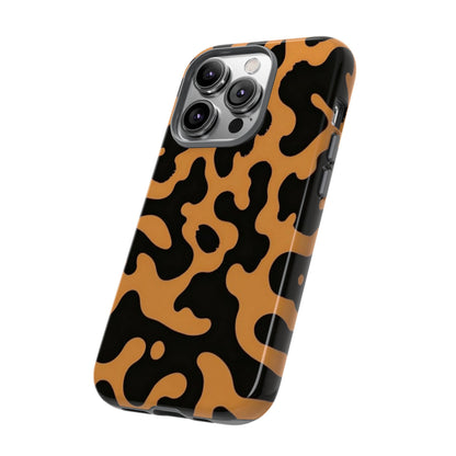 Leopard Print Phone Case — Orange & Black Tough Pattern Protective Cover