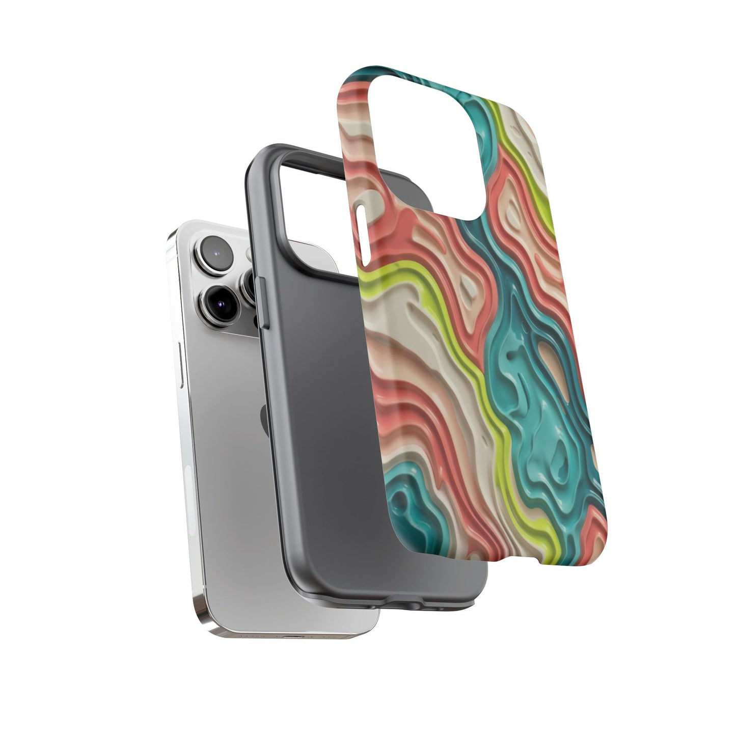 Abstract Contour Phone Case — Colorful Topographic Pattern Tough Case