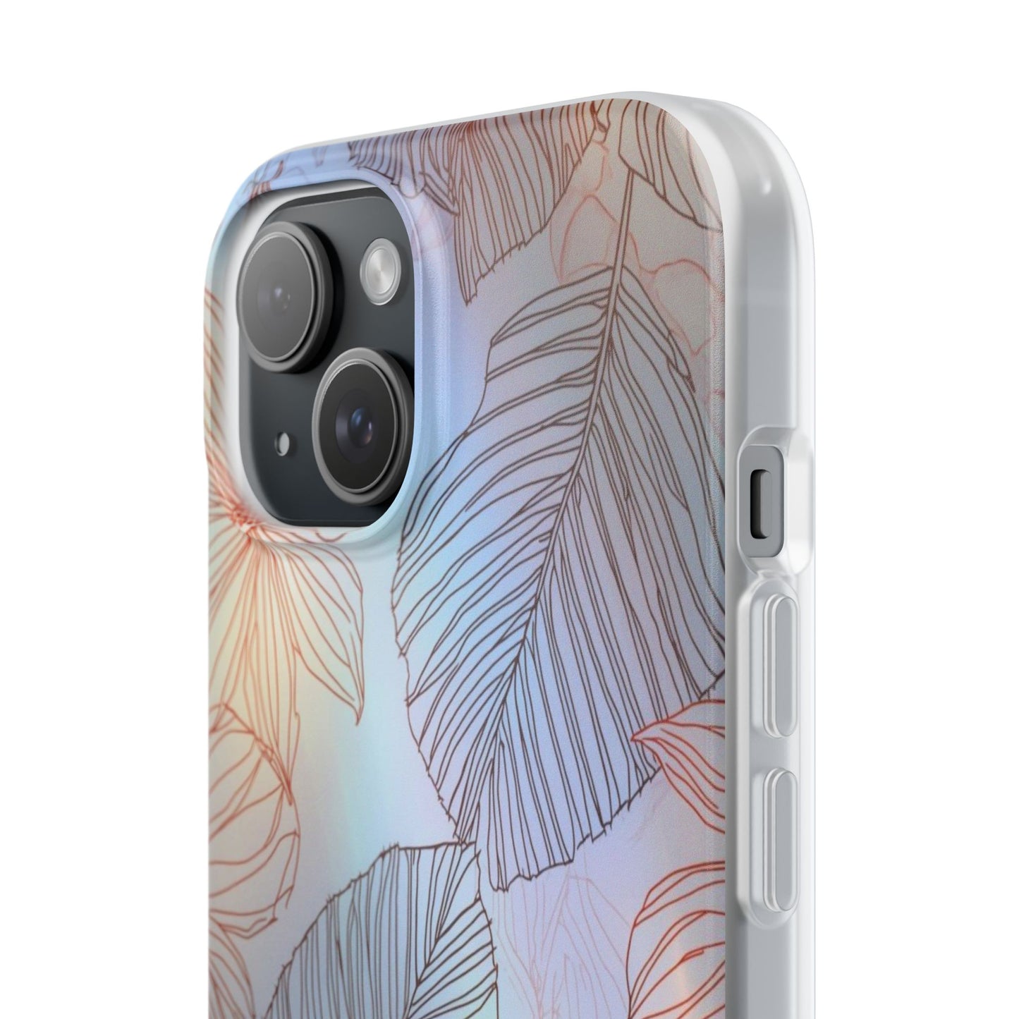 Floral Holographic Phone Case — Iridescent Leaves & Flowers Flexi Case