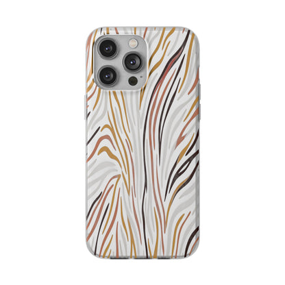 Marbled Neutral Stripe Phone Case — Abstract Beige & Terracotta Flexi Case