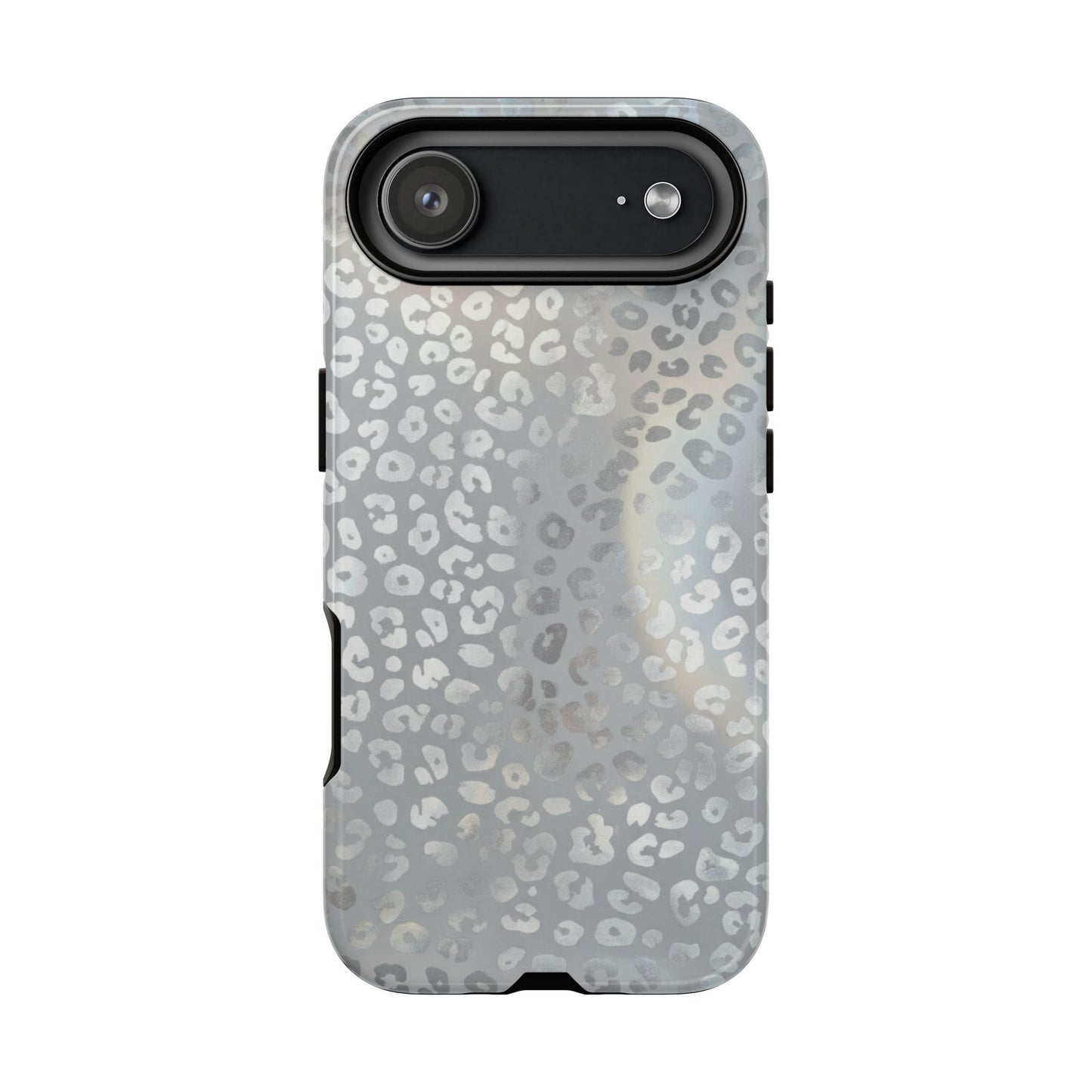 Grey Leopard Print Tough Phone Case — Durable Protective iPhone Cover