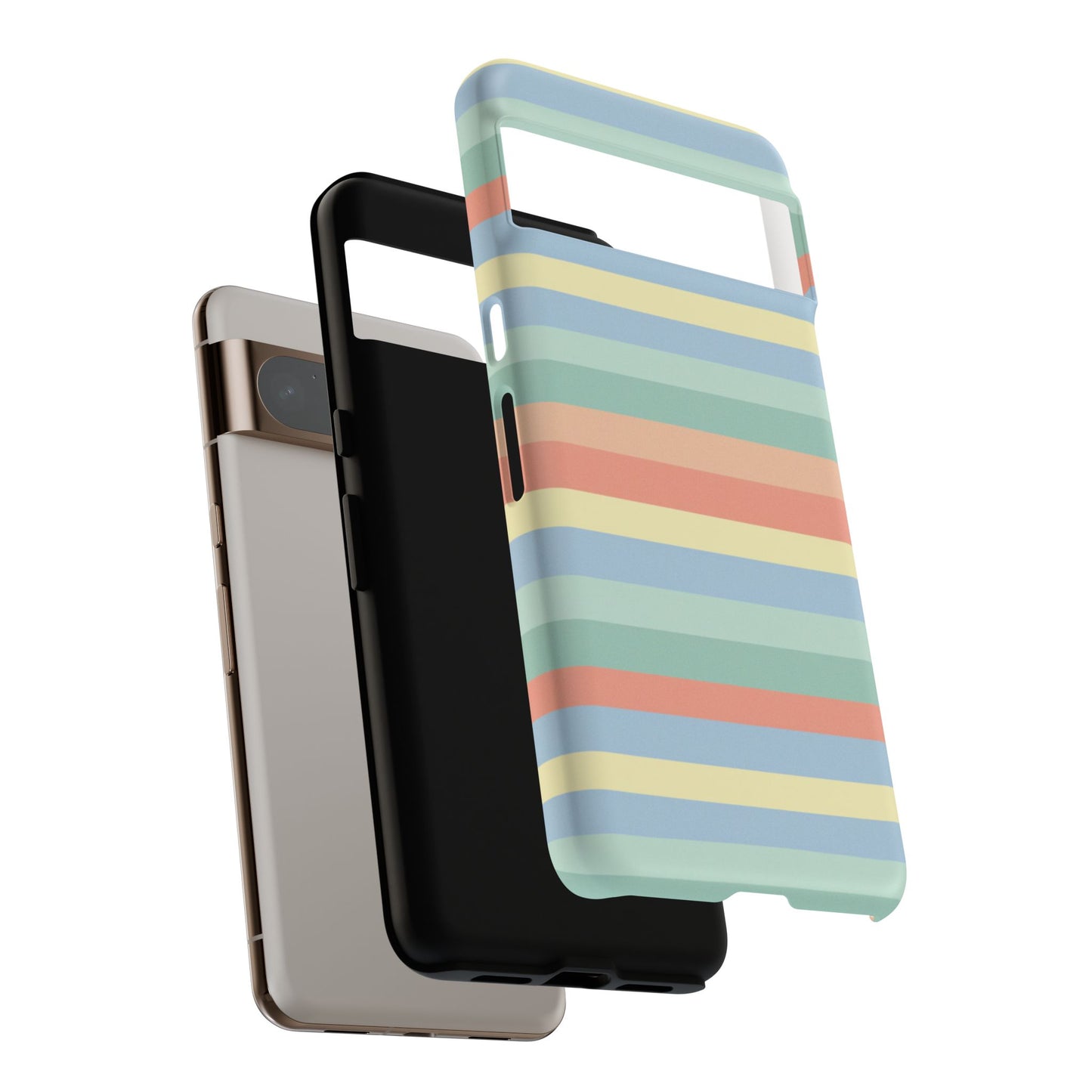 Pastel Striped Phone Case — Retro Horizontal Multi-Color Tough Case