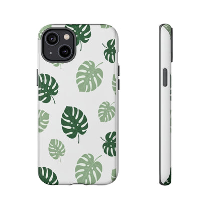 Monstera Leaf Tough Phone Case – Tropical Green Palm Pattern Protective Cover