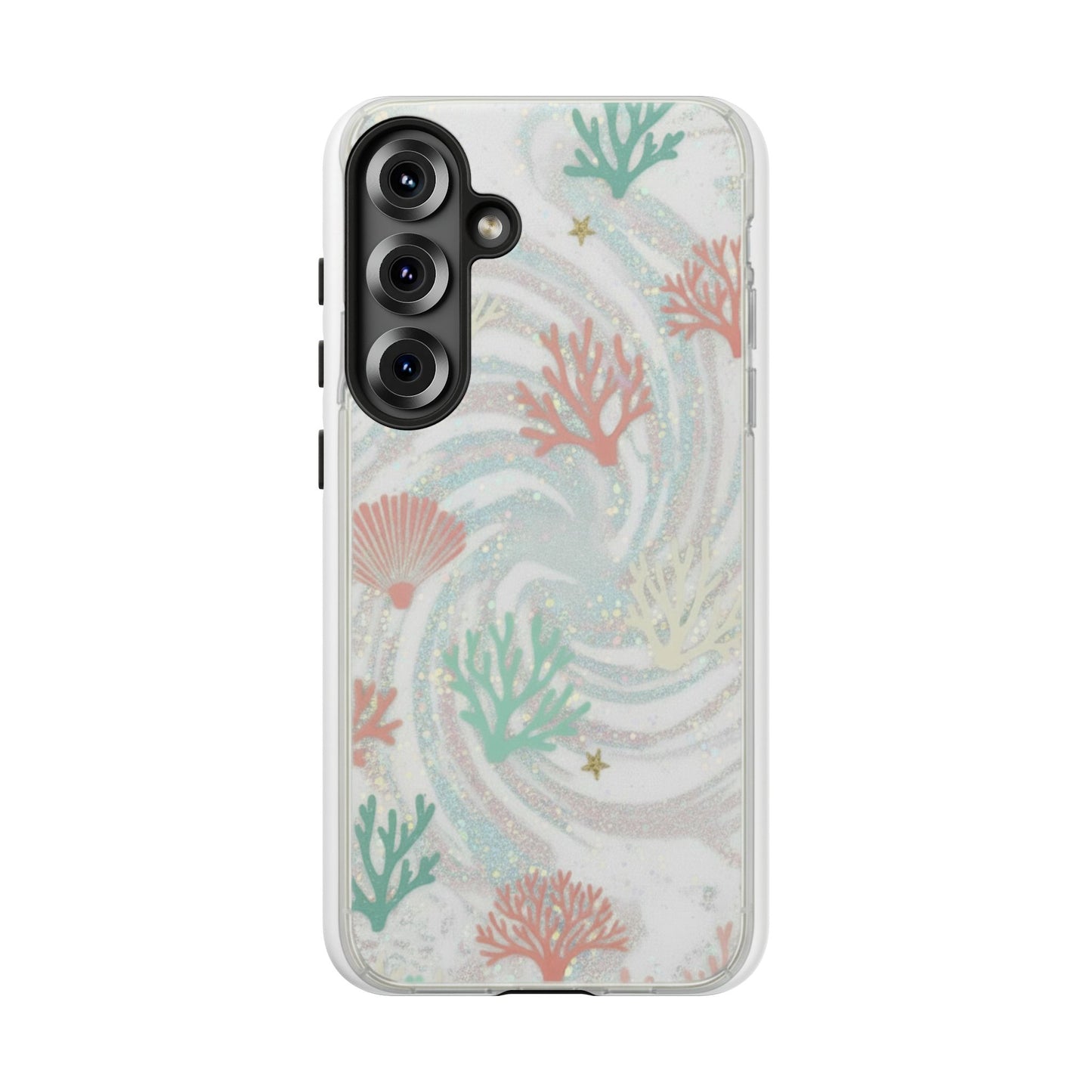 Seafoam Coral Tough Phone Case - Pastel Ocean Wave Design