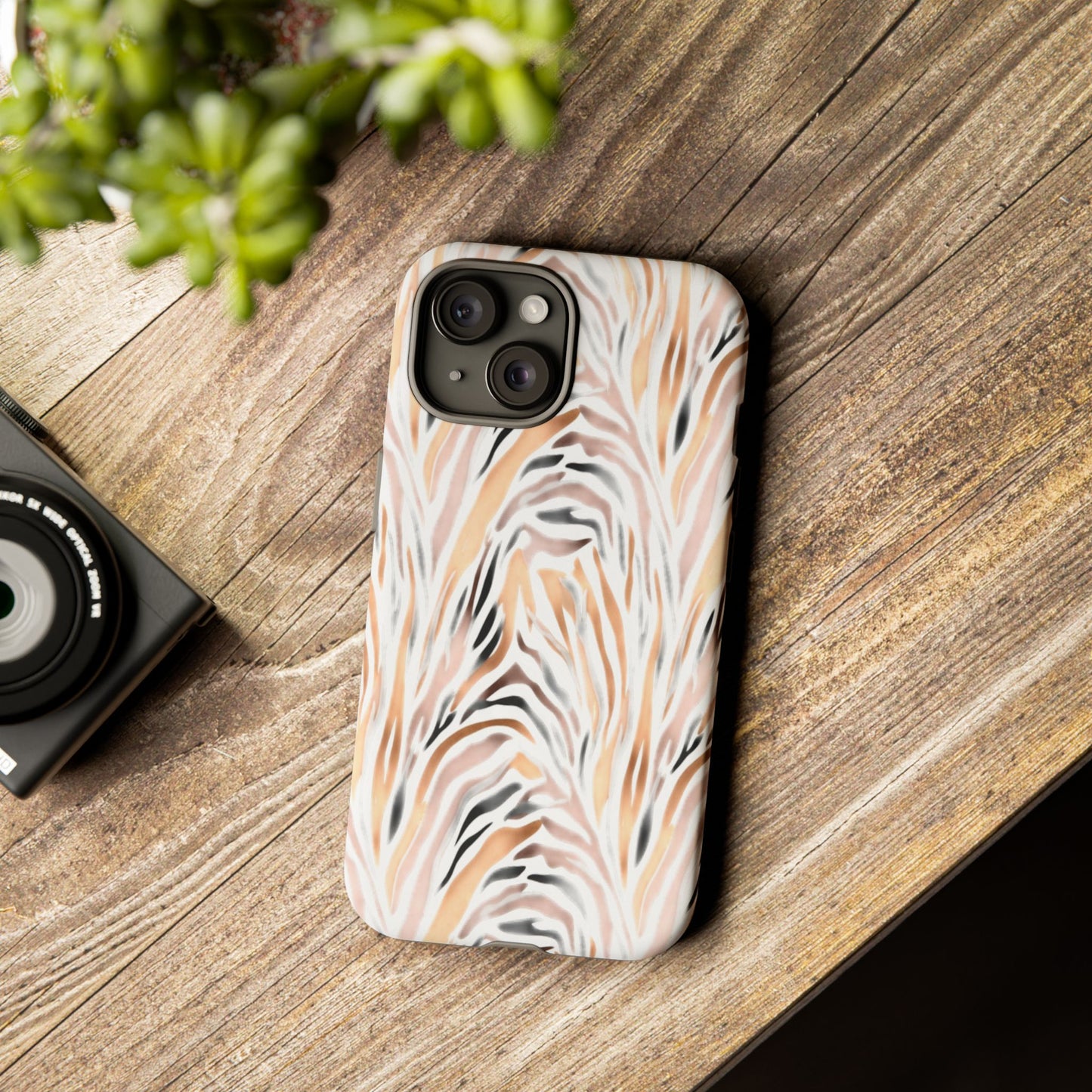 Tough Case — Neutral Watercolor Tiger Stripe Phone Case