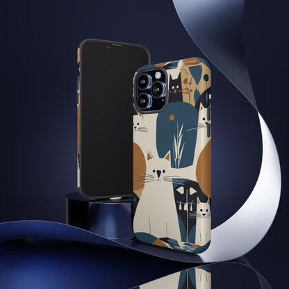 Cat Pattern Phone Case – Retro Abstract Cats Protective iPhone Cover