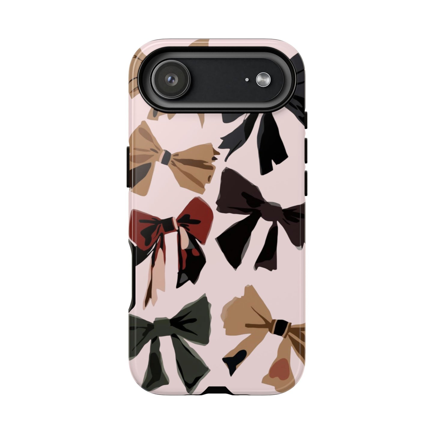 Bow Pattern Phone Case - Pink, Brown & Black Bows Protective Cover