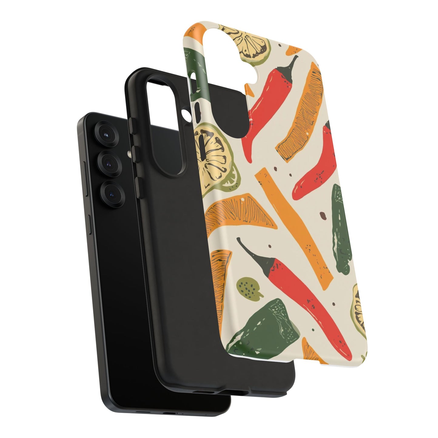Spicy Peppers Phone Case – Colorful Chili, Lime & Citrus Pattern