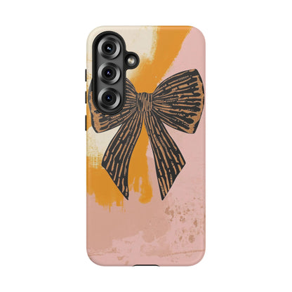 Bow Brushstroke Tough Phone Case — Pink & Mustard