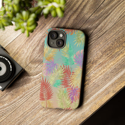 Tropical Palm Leaf Tough Phone Case – Colorful Pastel Botanical Protection
