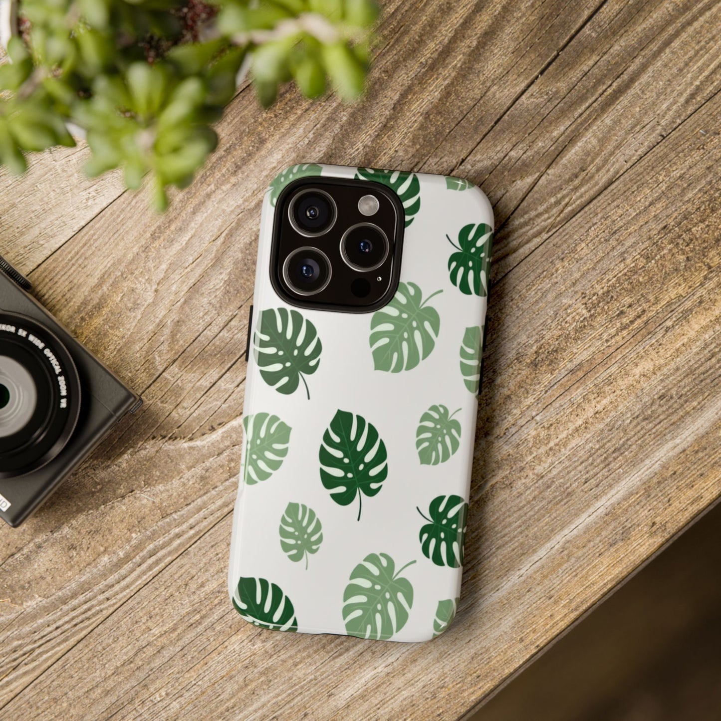 Monstera Leaf Phone Case — Tropical Green Pattern Tough Case