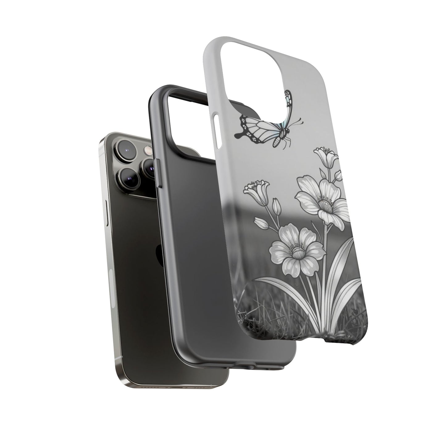 Butterfly & Wildflower Tough Phone Case — Durable Floral Phone Cover
