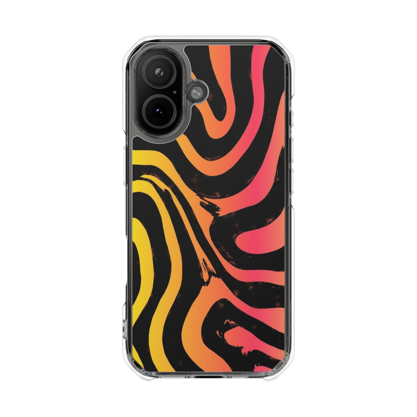 Clear Magnetic Impact Phone Case — Neon Zebra Stripe Design